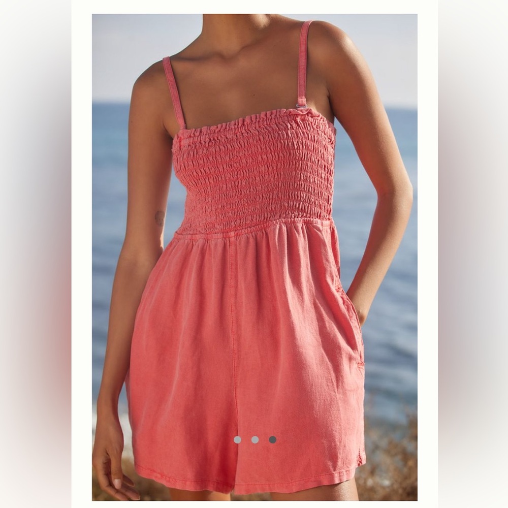 NWT Pilcro coral linen blend romper size XS